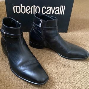 Roberto Cavalli Italian Men’s Ankle Boots Zip Black
